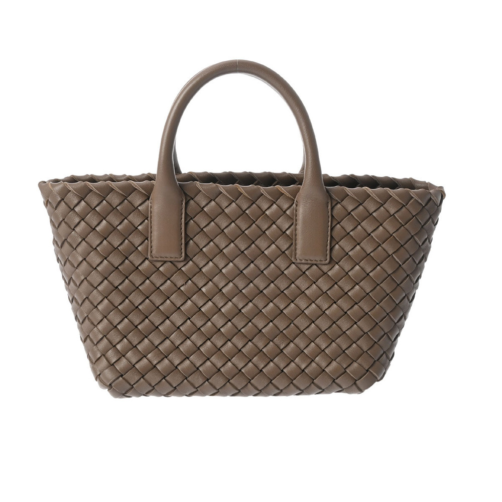 BOTTEGA VENETA Intrecciato Cabamini Taupe Gray Lambskin Handbag - Picture 1 of 9